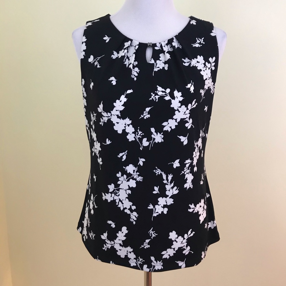 Ivanka Trump Black and White Floral Top - M